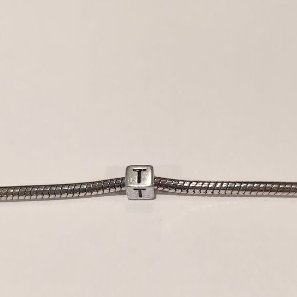 Silver T Spacer Charm for Pandora Style Bracelet - Picture 2 of 5